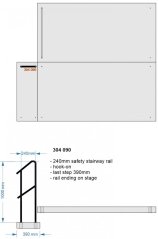 304090, H:100cm, final push on stairway, B: 240mm Nivtec safety stairway rail