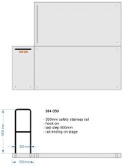 304050, H:100cm, final hook on stairway, B: 350mm Nivtec safety stairway rail