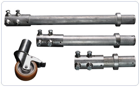 206 021 T, VP:60 cm, steel extension adapter for stage, for wheels diam. 10cm, for VP: 60 cm